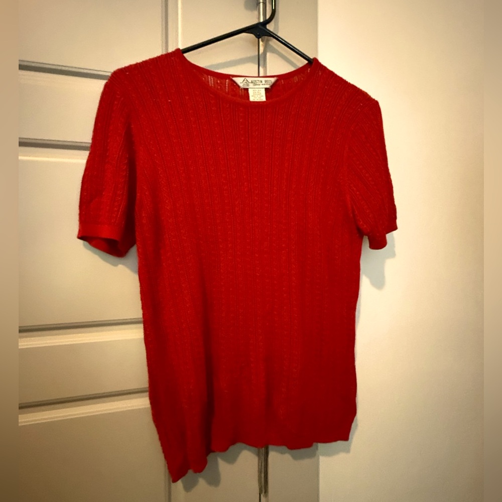 Vintage Austin Reed 100% Silk Red Sweater Top